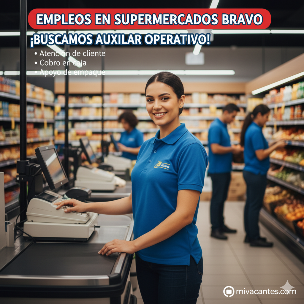 Empleos en Supermercados Bravo, auxiliar operativo